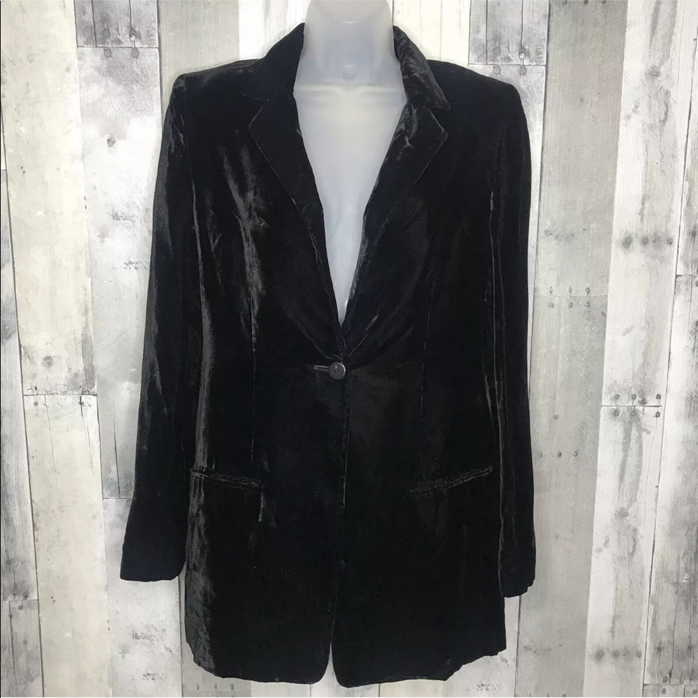 KRIZIA BLACK VELVET One Button‎ BLAZER JACKET